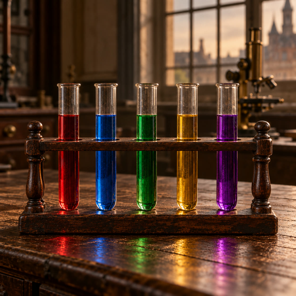 Tubes à essai remplis de liquides colorés